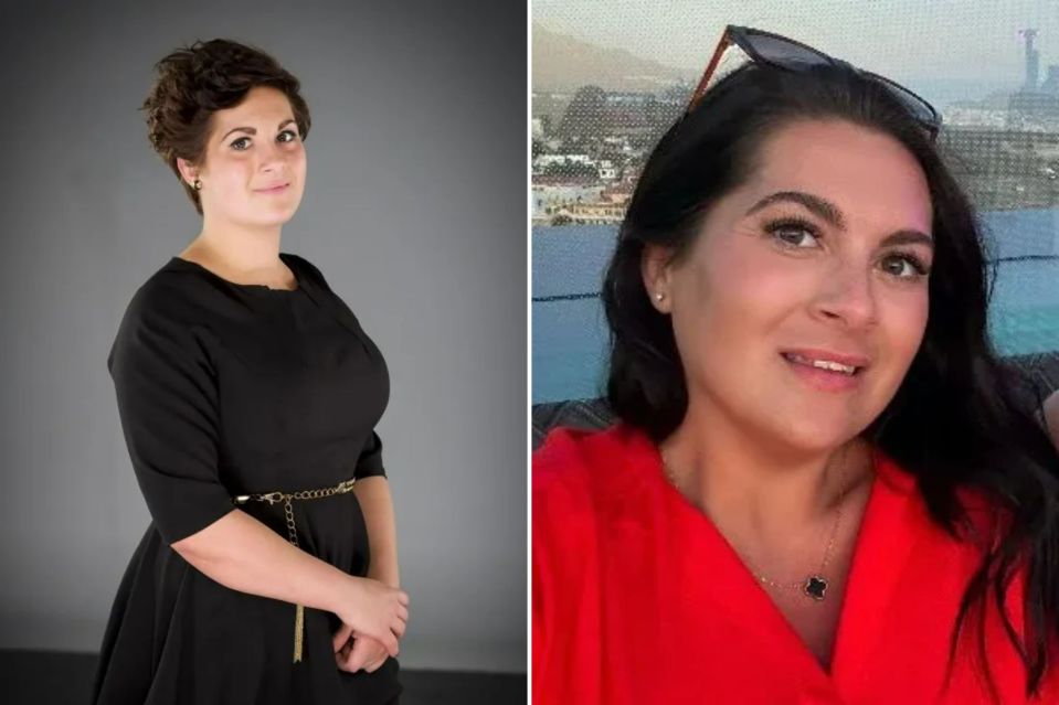 a woman in a black dress and a woman in a red shirt