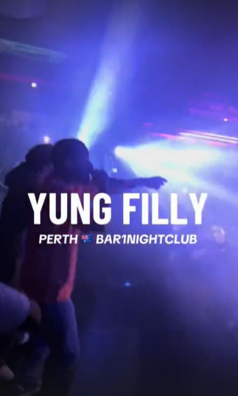 a poster for yung filly perth bar nightclub