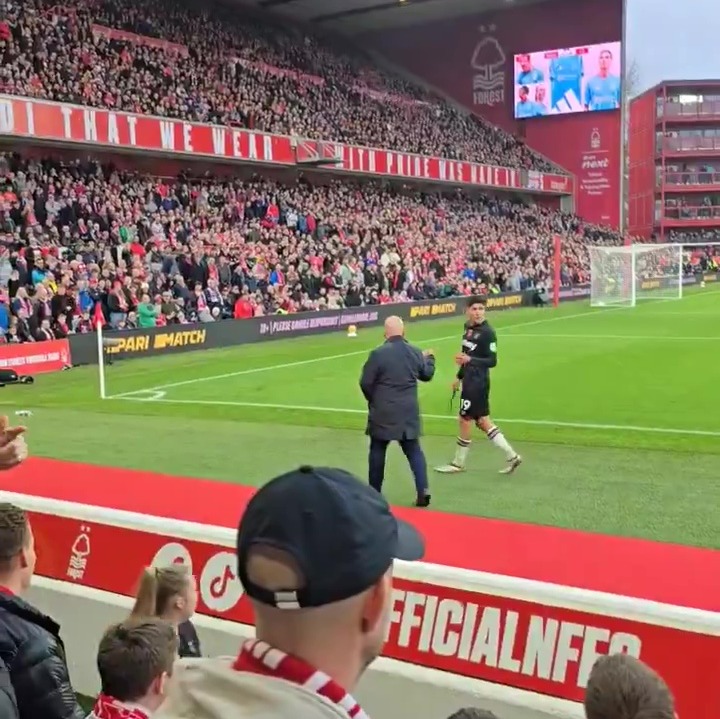 West Ham star Edson Alvarez was sent off against Nottingham Forest