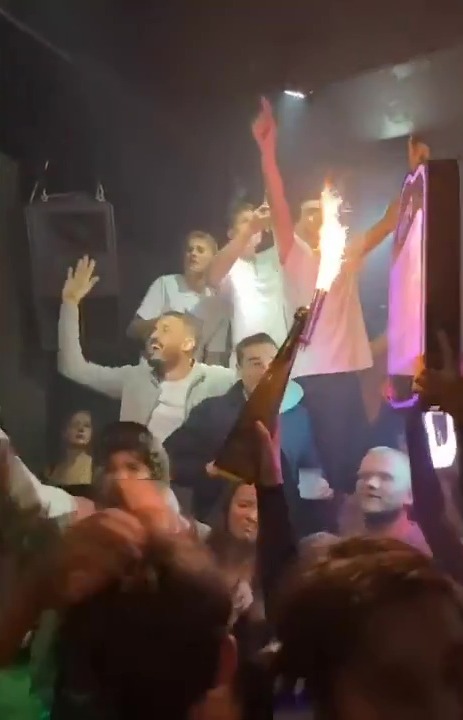 Stars were filmed in a nightclub hours after the defeat to Chelsea