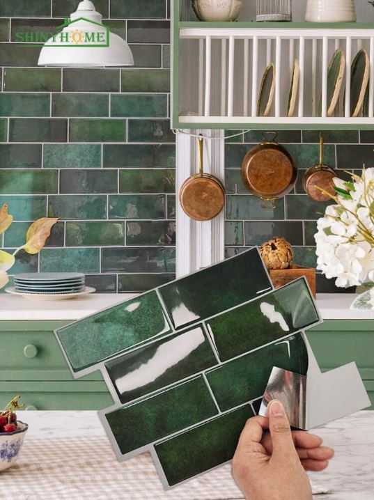 The green brick style imitation tiles are available for £2.25 each from Shein