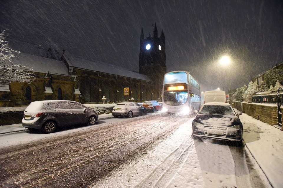 Queensbury, near Bradford, one of the highest villages in England, was hit by the storm