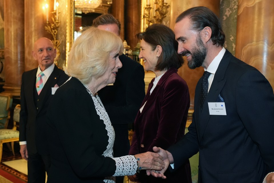 Queen Camilla spoke to Joseph Fiennes