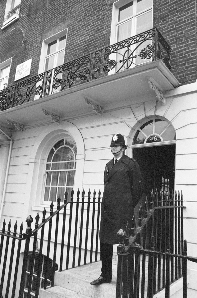 Police outside the Belgravia home where Sandra was murdered