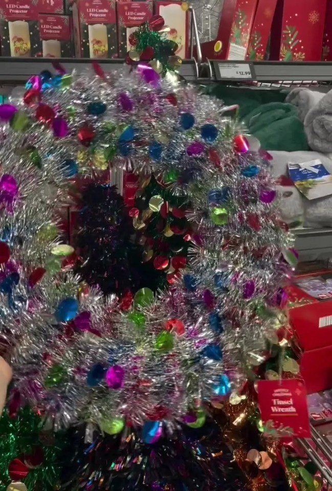 This tinsel wreath is sure to add style to your front door