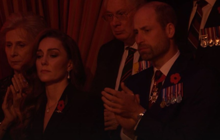 Both Kate and Wills had a sombre look on their faces