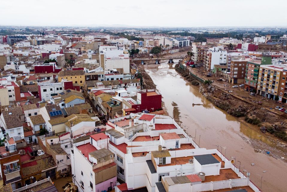 The flood water broke onto the streets in Paiporta