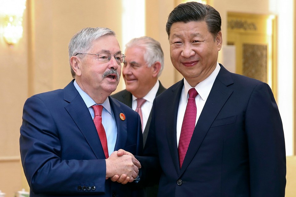 Former US Ambassador Terry Branstad - pictured with Chinese president Xi Jinping - signed a cable endorsing a virus-hunting project involving the Wuhan lab