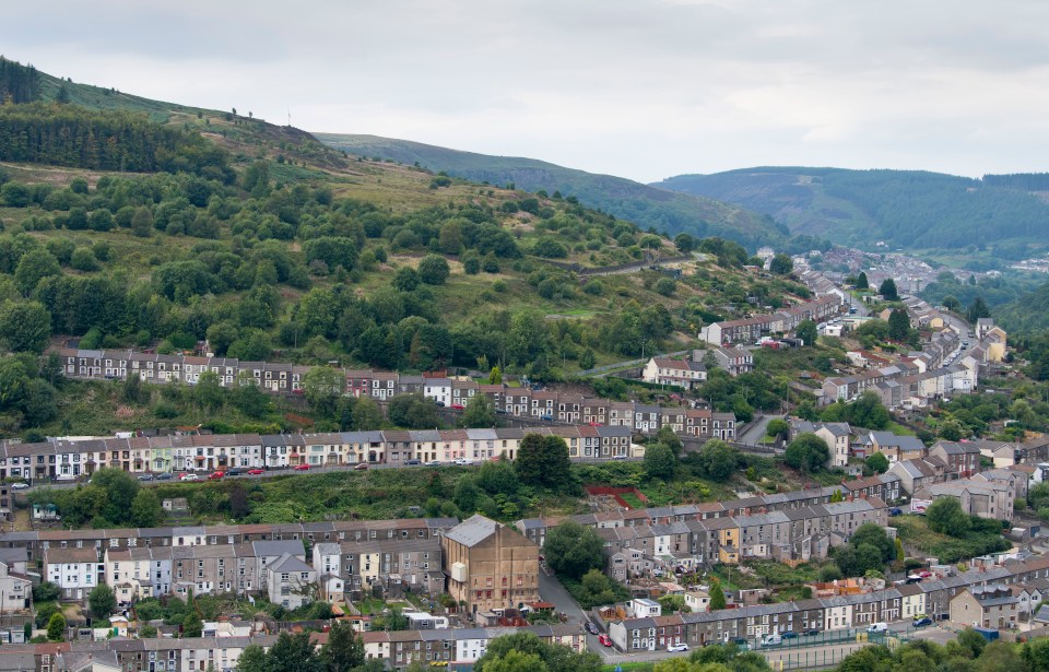 A view of houses in Ferndale in the Rhondda Valley