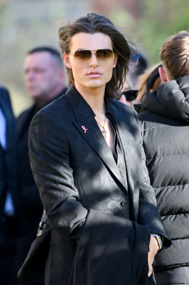 Actor and model Damian Hurley attends the funeral for the singer