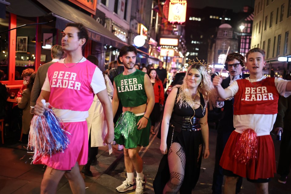 Partygoers in London enjoyed themselves as cheerleaders