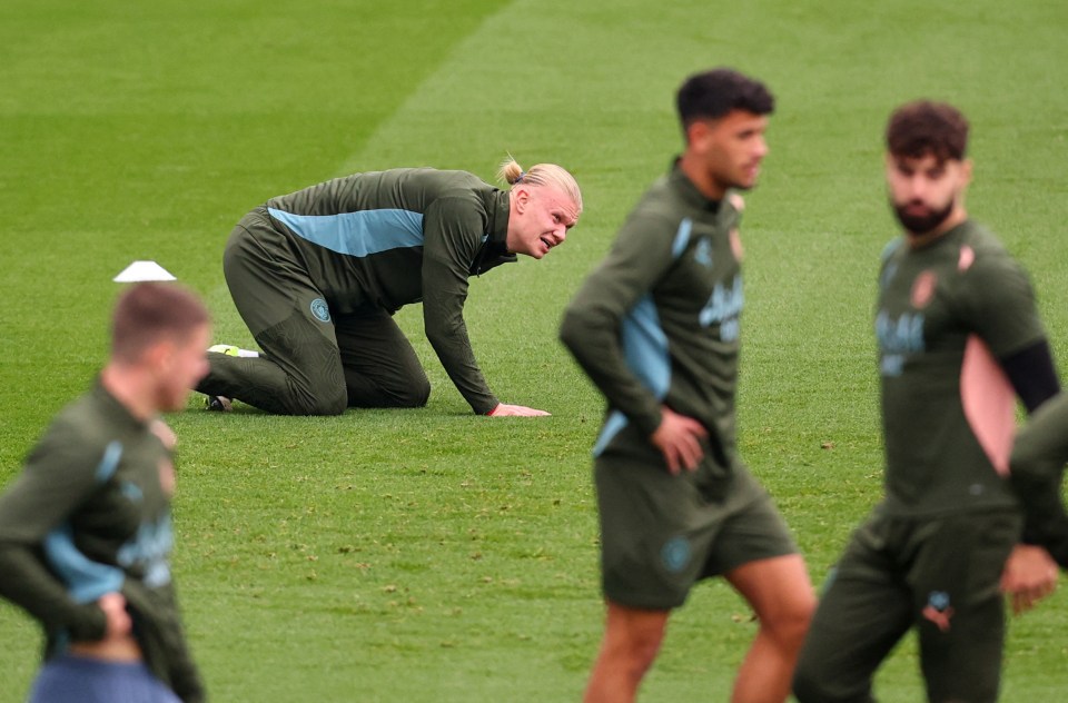 Haaland grimaced before slowly climbing back onto his feet