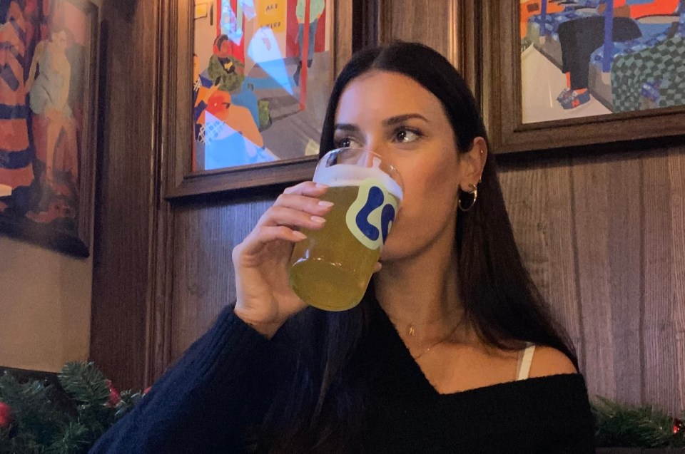 Sun journalist Nuria enjoyed a pint from a local brewery after it reopened