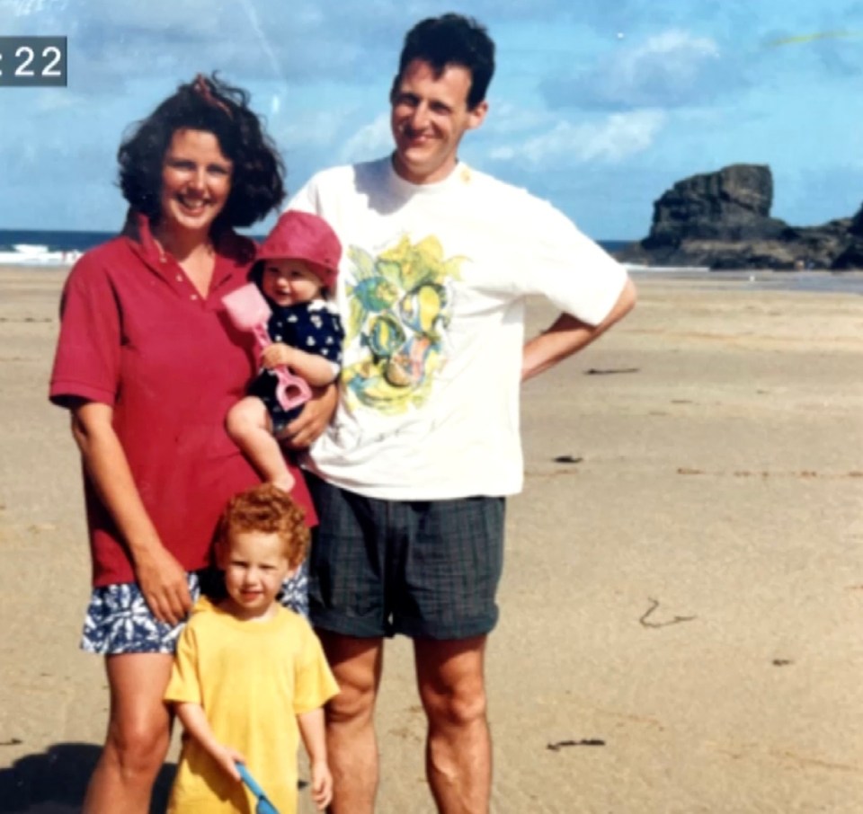 The couple on beach holiday with the kids in 1993