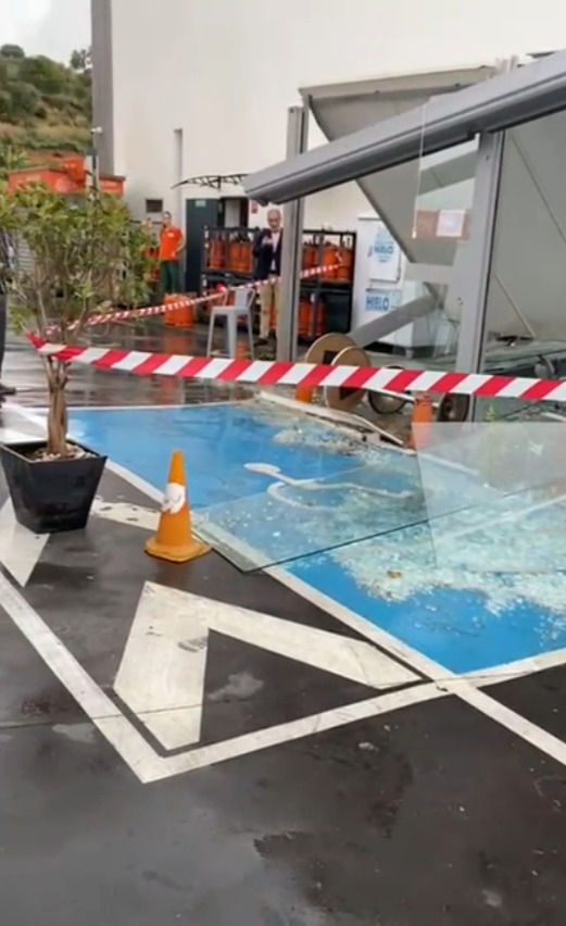 The tornado left a trail of destruction at the petrol station