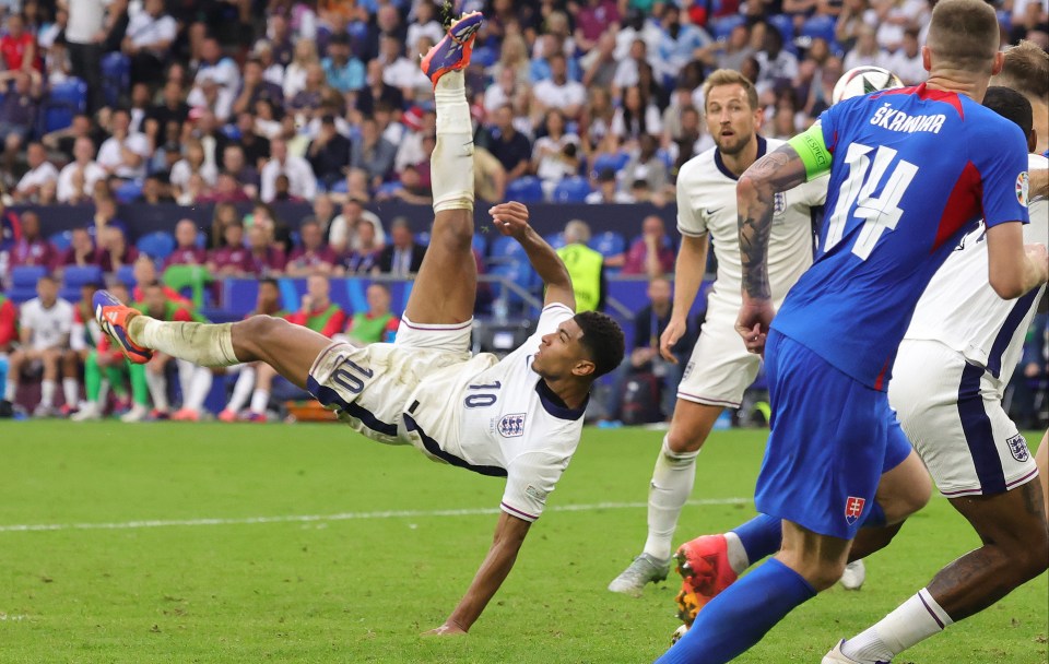 Bellingham scored twice at the Euros - against Serbia and an overhead kick against Slovakia