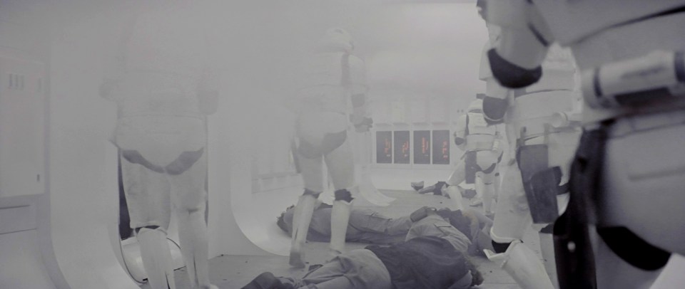 The body armour up for auction is visible in the scene where Darth Vader captures the ship carrying Princess Leia