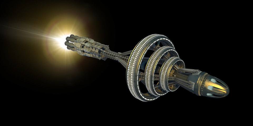 The  interstellar starship could look very similar to this graphic animation