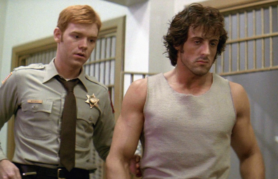 David appearing with Sylvester Stallone in the 1982 film First Blood