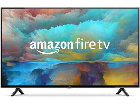 an amazon fire tv with a colorful painting on the screen .