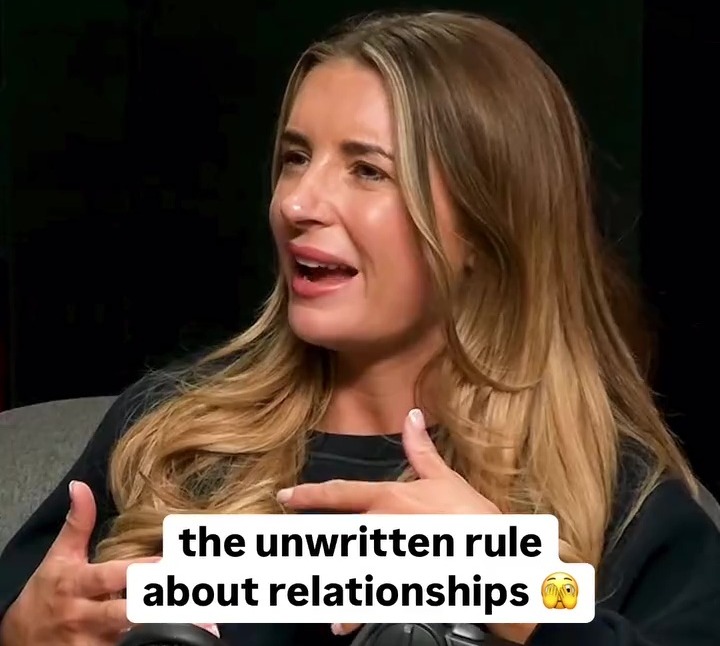 a woman sitting in front of a microphone with the words " the unwritten rule about relationships if i had to go to the toilet "