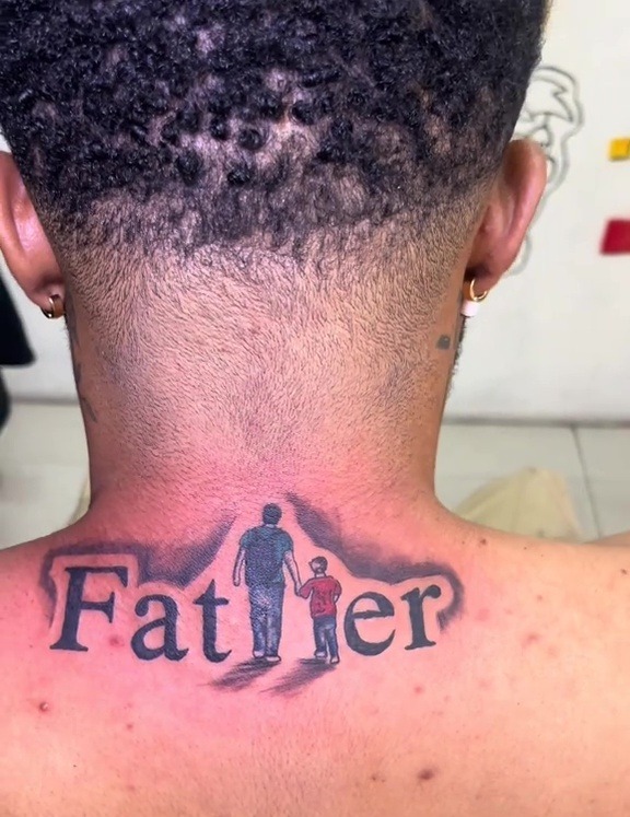 The 'h' in the word 'father' had been replaced by a man and boy holding hands