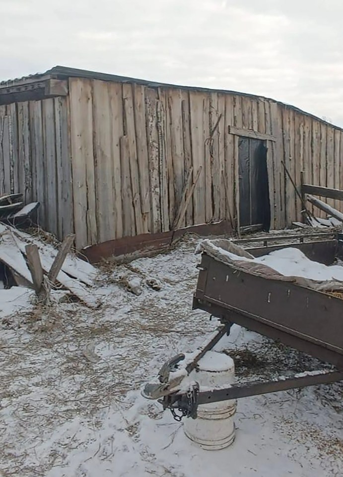 A shed located inside Milena's parents' farm in Russia