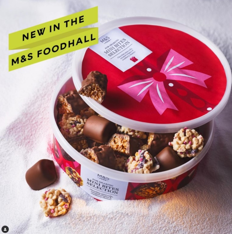 a container of m & s foodhall mini bites selection