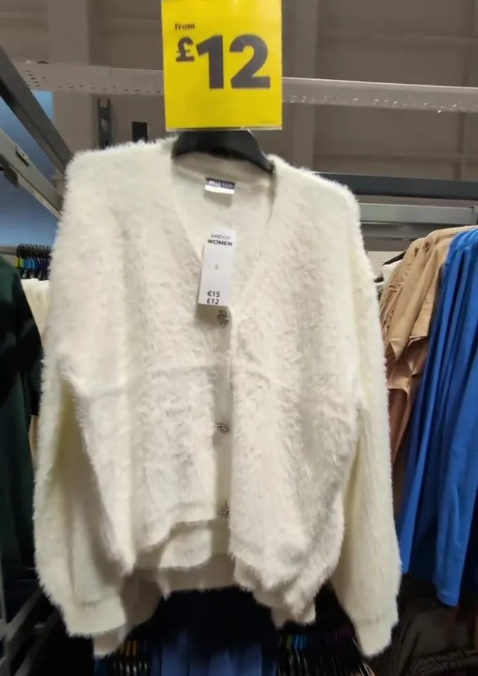 She found a cheap white cardigan in Poundland for £12