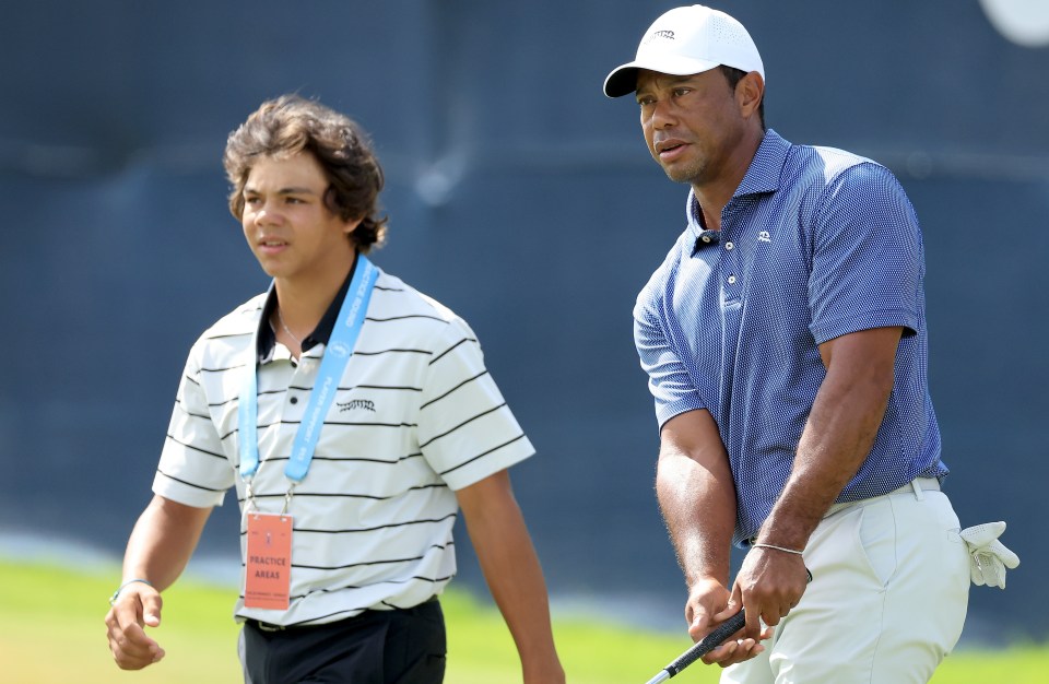 Woods' son Charlie, left, is a talented young golfer