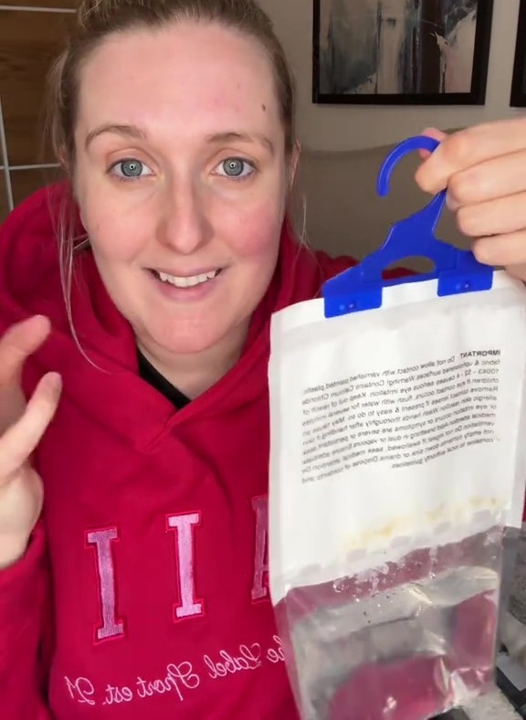 Jordan took to TikTok to share how much water her hanging dehumidifiers actually collect