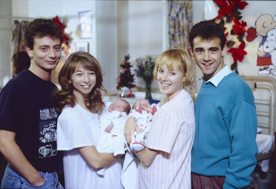 Sean with Helen and fellow co-stars Michael Le Vell (as Kevin Webster) and Sally Dynevor (as Sally Webster)