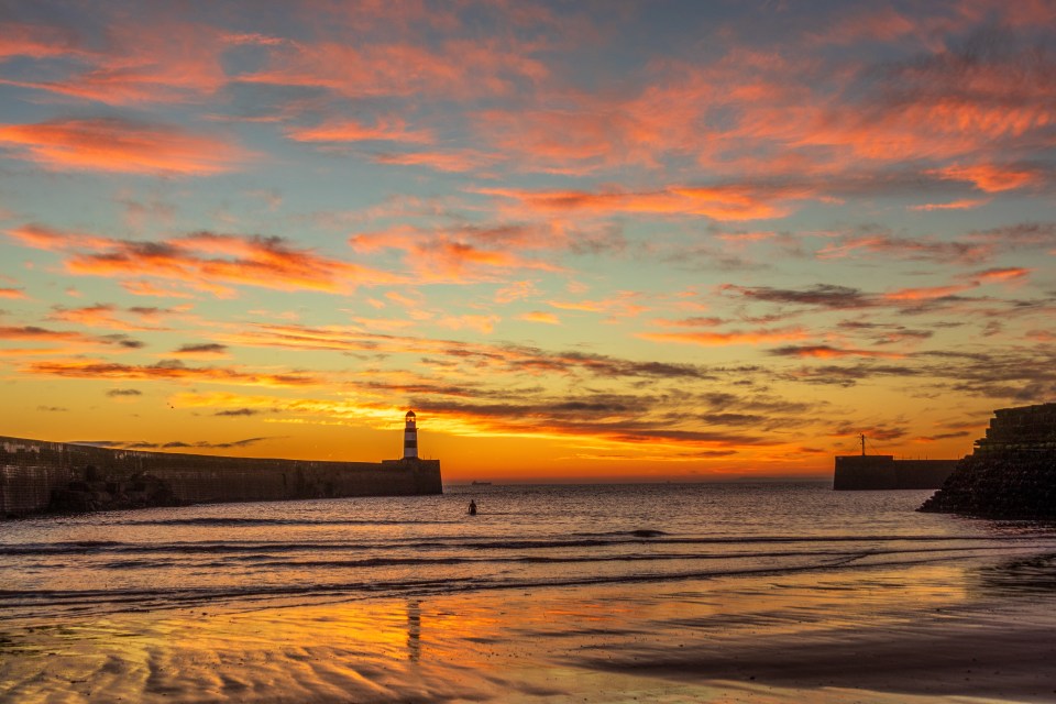 A spectacular sunrise in Seaham, County Durham, on Friday morning