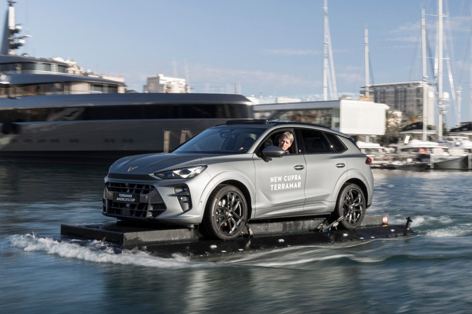 Cupra fixed its new motor the Terramar to a floating platform to lead out crews competing in the America’s Cup in Barcelona