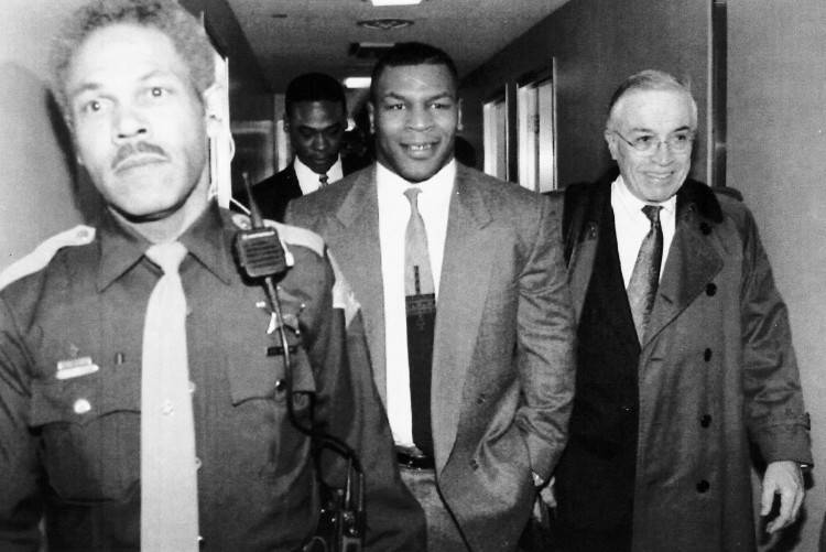 Tyson arrives in court in 1992 to face charges of rape