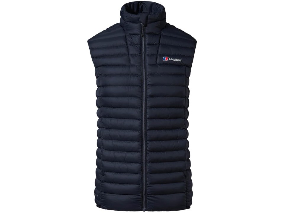 a blue berghaus vest is shown on a white background