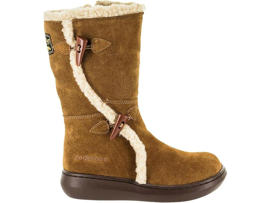 a pair of brown rock dog boots on a white background