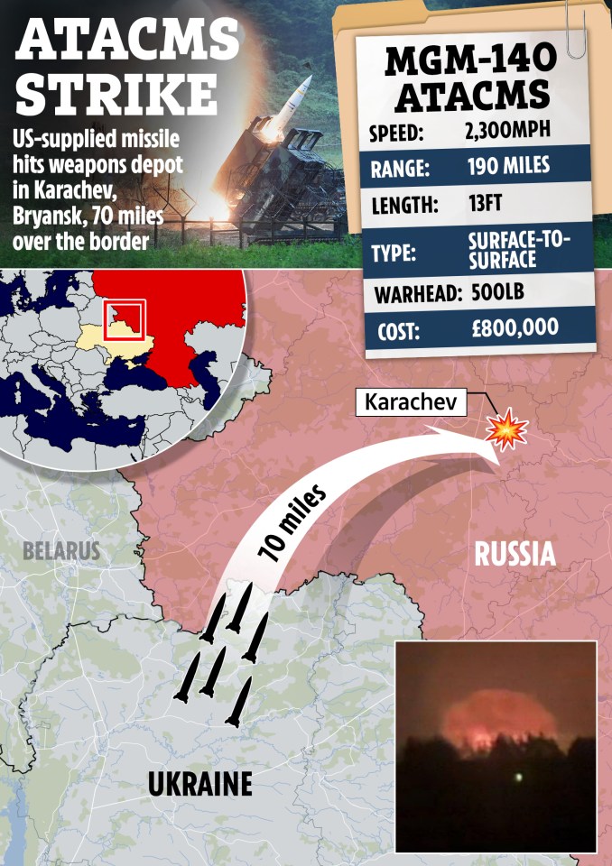 a map showing the location of the atacms strike