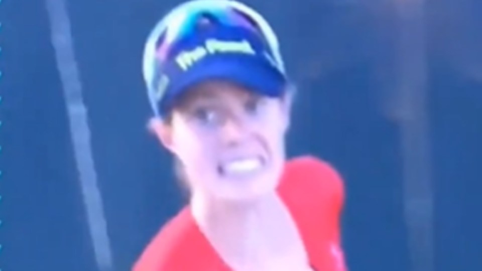 Olympic triathlete Taylor Knibb told a camera 'I just s**t myself' during a live TV race