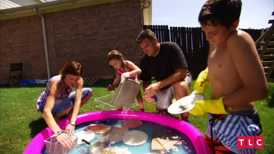 In the TLC show Extreme Cheapskates, they showed how they washed their pots and pans in the paddling pool water once their kids were done