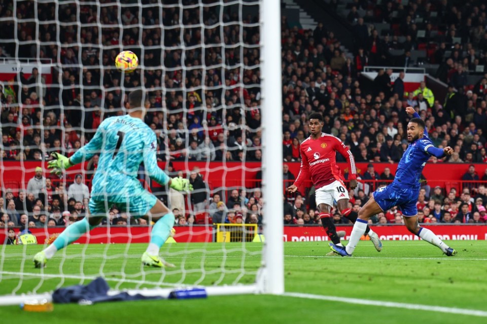 Marcus Rashford struck the bar just before half-time