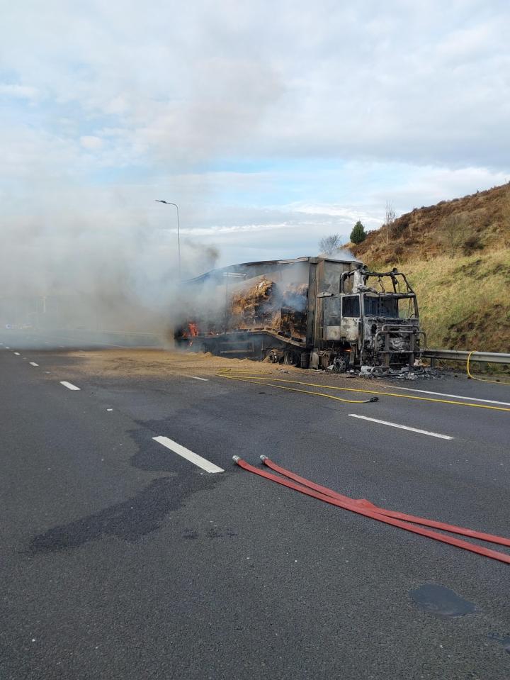 Due to the nature of the lorry load, the fire was difficult to extinguish