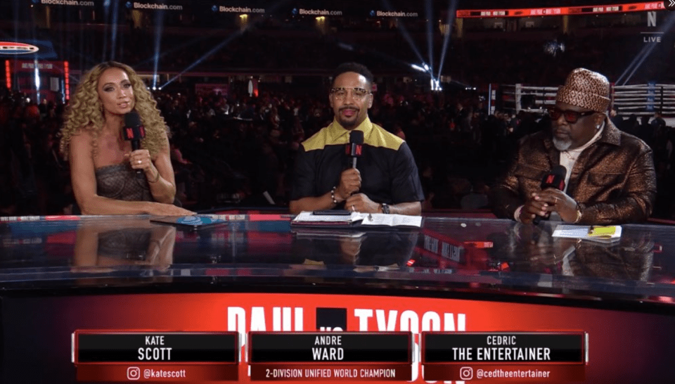 Kate Abdo looked stunning alongside Andre Ward and Cedric the Entertainer