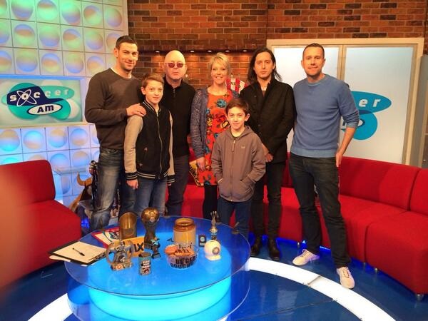 Rory Delap with his family on Soccer AM.