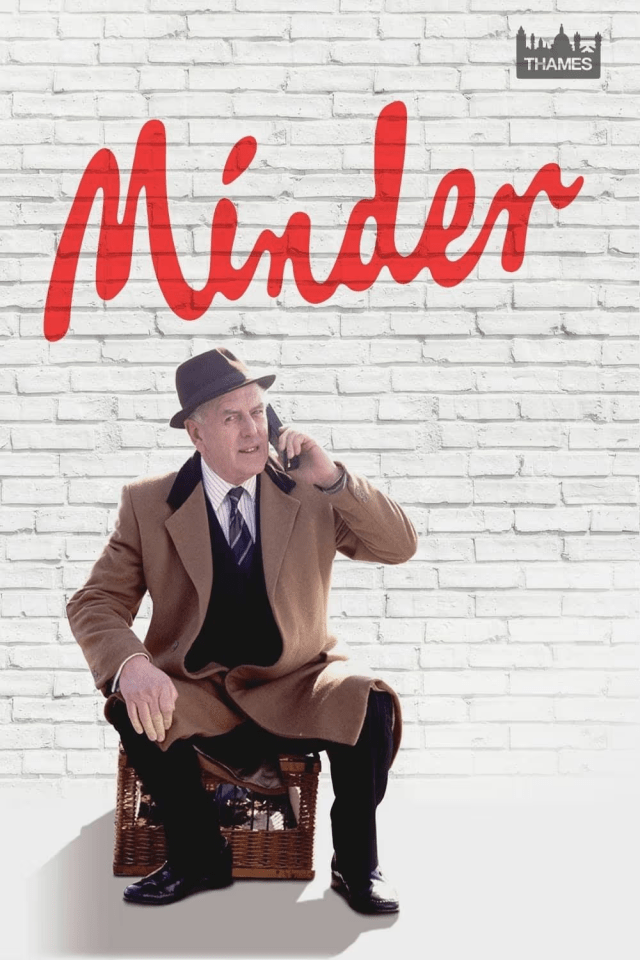 a poster for the movie minder with a man talking on a cell phone