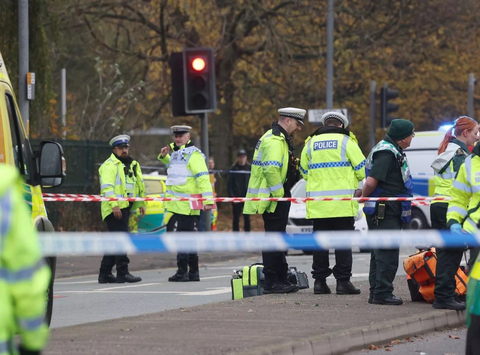 Cops at the scene on Rochdale Road this morning