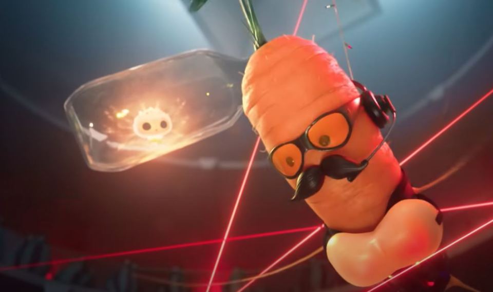 a cartoon carrot wearing glasses and headphones