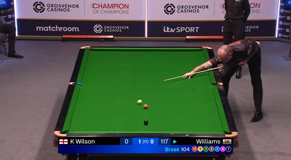 Mark Williams potted a fairly routine blue that impressed someone in the crowd