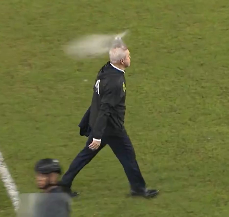 Mexico manager Javier Aguirre had a beer can thrown to his head