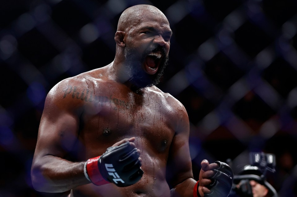 Jon Jones roars with delight after stopping Stipe Miocic